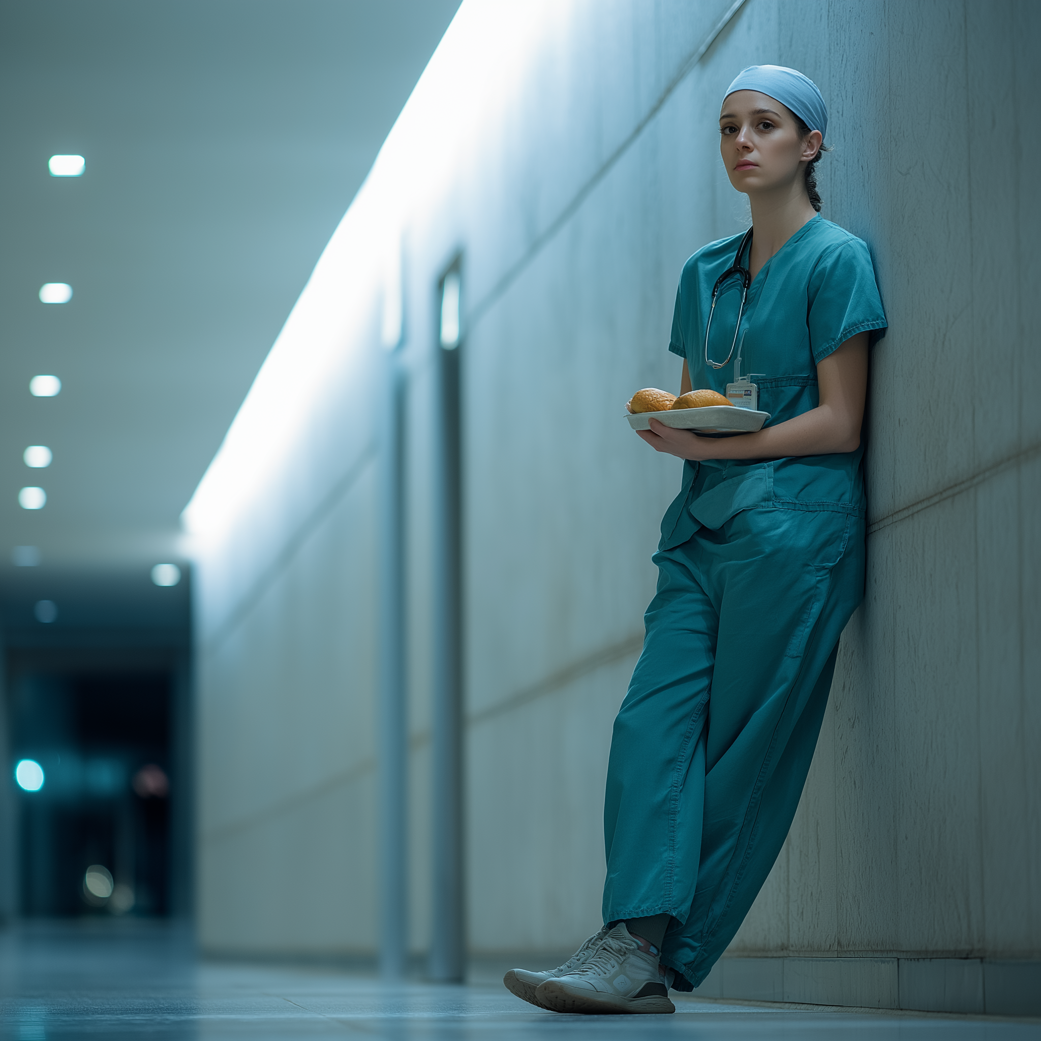 Nurse working through lunch break